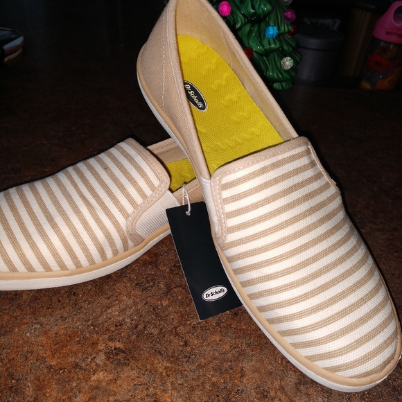 Dr. Scholl's Shoes - Striped Dr scholls espadrilles tan cream 9m new